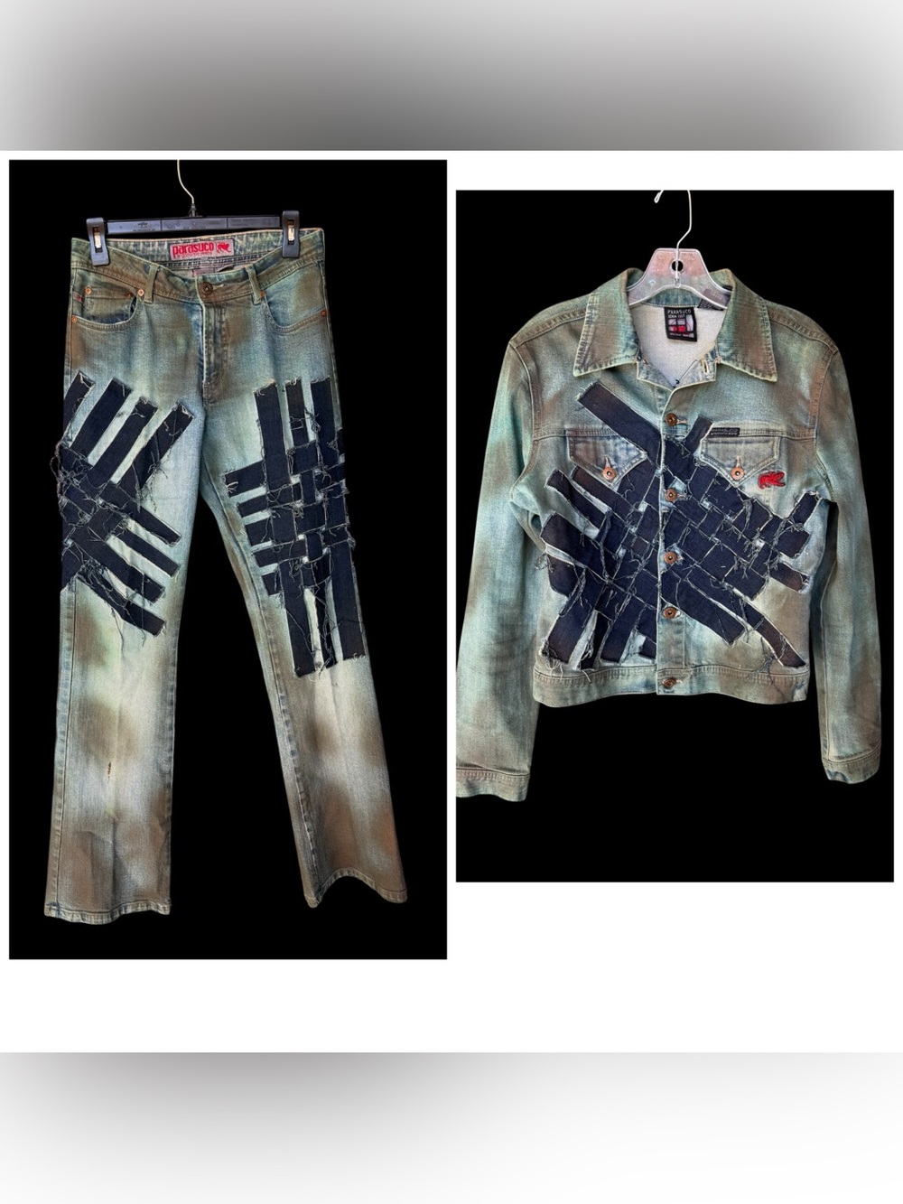 Vintage Parasuco Jeans Size 27  DistressedPatchwork and Matching Jacket Size